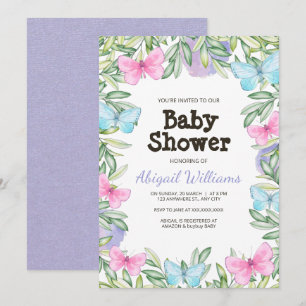 Butterfly Garden Baby Shower Inbjudningar