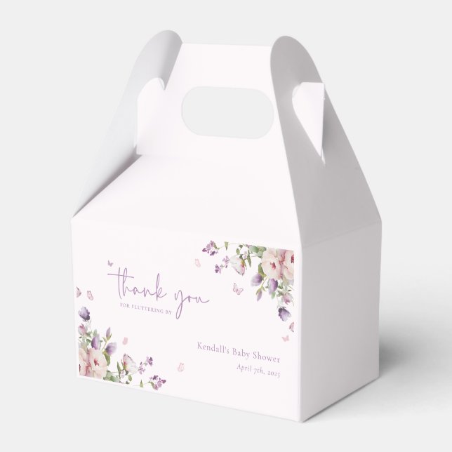 Butterfly Garden Blommigt Baby Shower Tack Presentaskar (Framsidan Sidan)