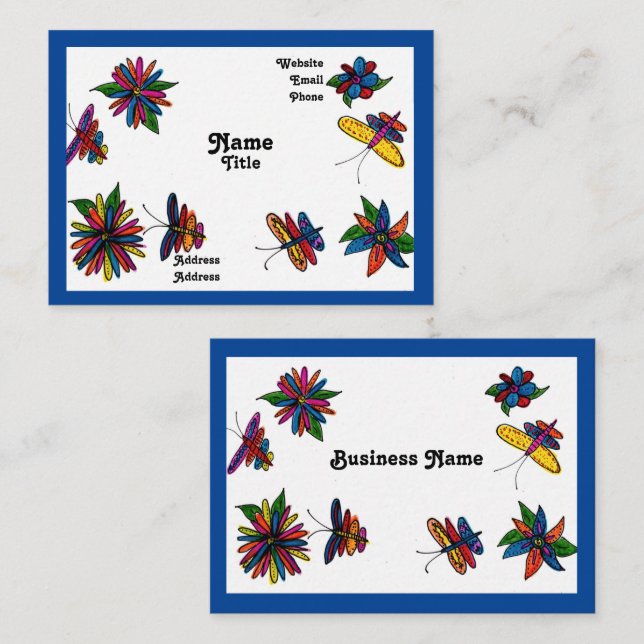 Butterfly Garden Business Card Visitkort (Fram/baksida)