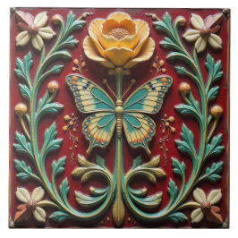 Butterfly Garden Ceramic Tile Kakelplatta