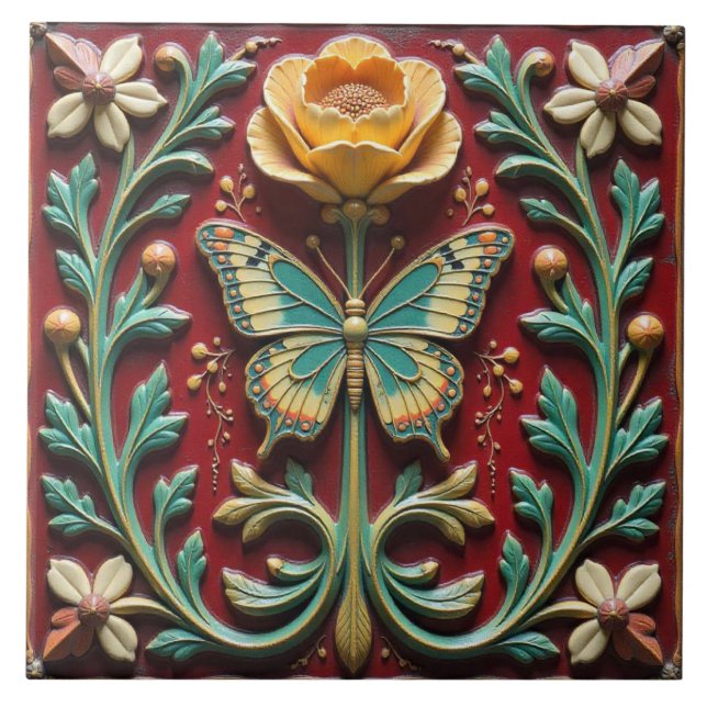 Butterfly Garden Ceramic Tile Kakelplatta (Framsidan)