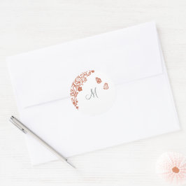 Butterfly Garden Dusty Peach Rand Monogram Runt Klistermärke