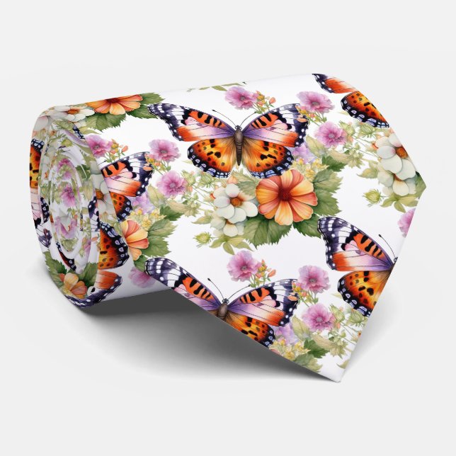 Butterfly Garden Elegant Mönster Neck Tie Slips (Rullad)