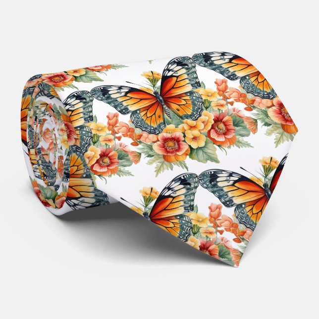 Butterfly Garden Elegant Mönster Neck Tie Slips (Rullad)