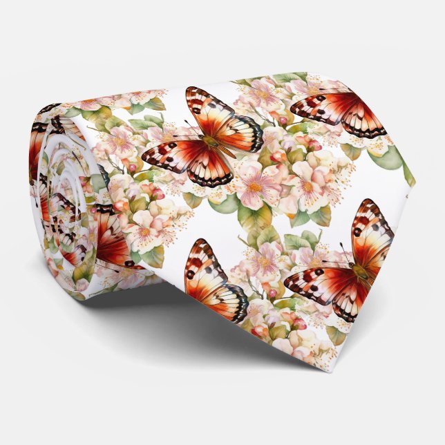 Butterfly Garden Elegant Mönster Neck Tie Slips (Rullad)