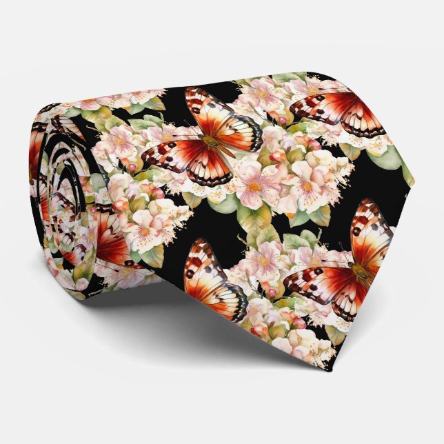 Butterfly Garden Elegant Mönster Neck Tie Slips (Rullad)