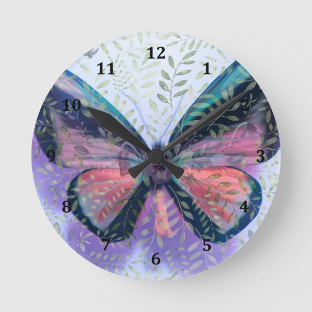 Butterfly Garden Fantasy Clock Rund Klocka (Framsida)