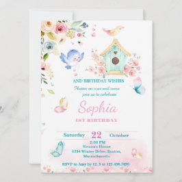 butterfly garden first birthday invitation inbjudningar