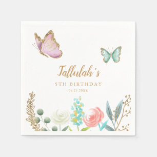 Butterfly Garden Girl Födelsedagsfest Pappersservett