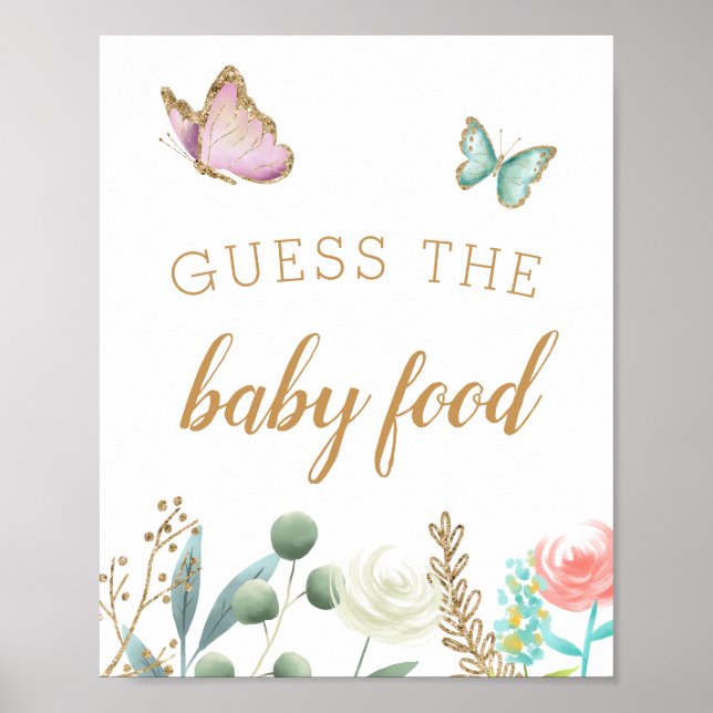 Butterfly Garden gissar Baby livsmedelsskylt Poster (Framsidan)