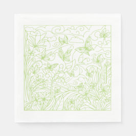 Butterfly Garden Green Pappersservett