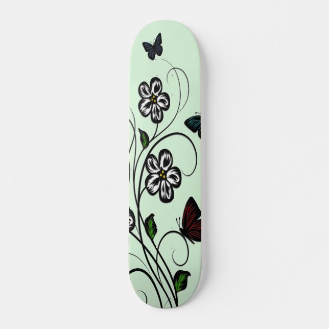 Butterfly Garden Grönt Mini Skateboard Bräda 18,5 Cm (Framsida)
