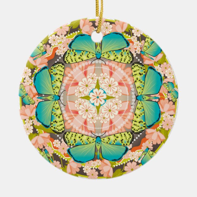 Butterfly Garden Julgransprydnad Keramik (Framsidan)