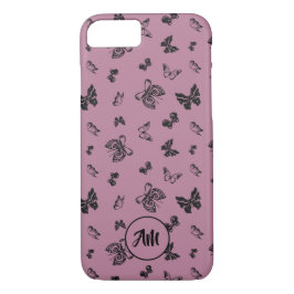 Butterfly Garden Lila & Black Monogram