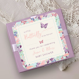 Butterfly Garden Pastel Wildblomme Baby Shower Fyrkantigt Klistermärke