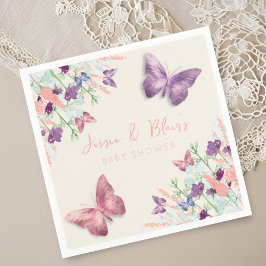 Butterfly Garden Pastel Wildblomme Baby Shower Pappersservett