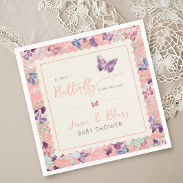 Butterfly Garden Pastel Wildblomme Baby Shower Pappersservett