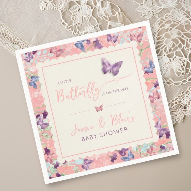 Butterfly Garden Pastel Wildblomme Baby Shower Pappersservett (Skapare uppladdad)