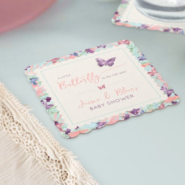 Butterfly Garden Pastel Wildblomme Baby Shower Underlägg Papper (Skapare uppladdad)
