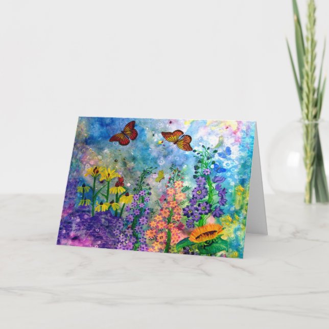 Butterfly Garden Porträtt Greeting Card Kort (Framsida)