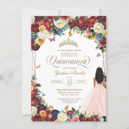 Butterfly Garden  Rosa, färglös Quinceanera Inbjudningar