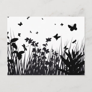 Butterfly Garden Silhouette Vykort