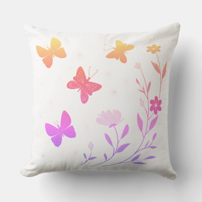 butterfly garden throw pillow kudde (Framsida)