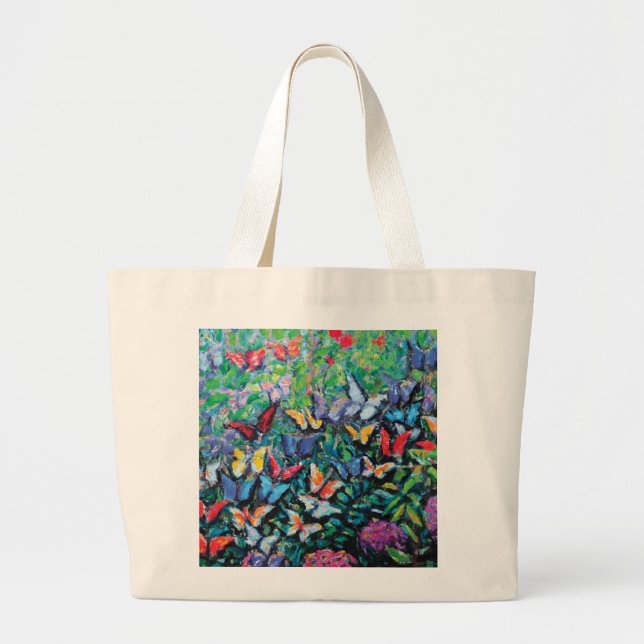 Butterfly Garden Tote Bag Jumbo Tygkasse (Framsidan)