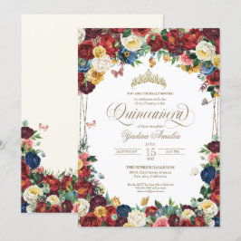 Butterfly Garden Watercolor Blommigt Quinceanera Inbjudningar