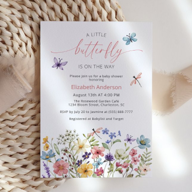 Butterfly Garden WildblomGirl Baby Shower Inbjudningar (Skapare uppladdad)