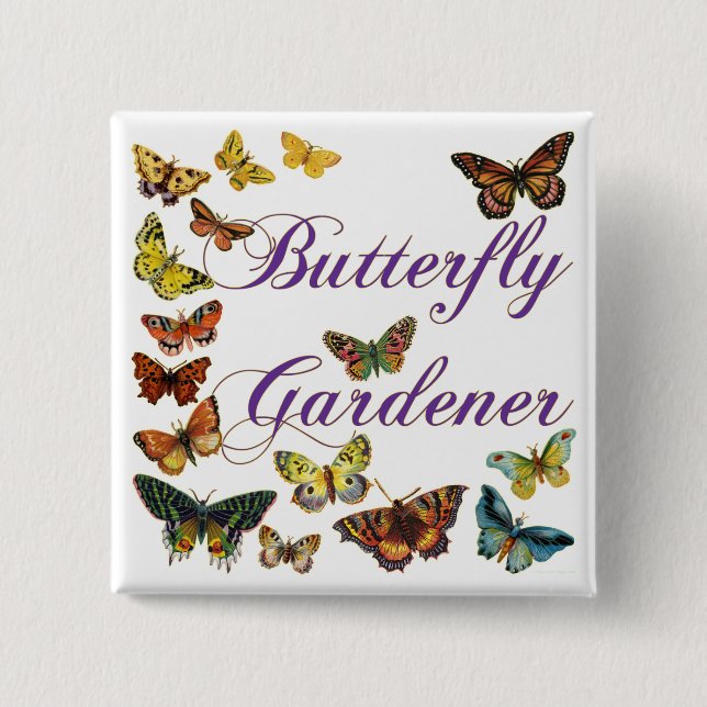 Butterfly Gardener Sstickning Knapp (Framsida)