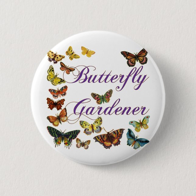 Butterfly Gardener Sstickning Knapp (Framsida)