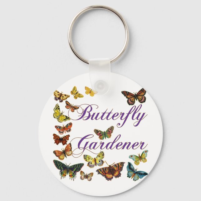 Butterfly Gardener Sstickning Nyckelring (Framsida)