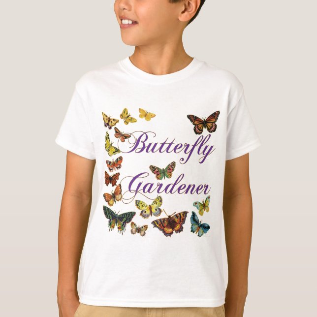 Butterfly Gardener Sstickning T-shirt (Framsida)