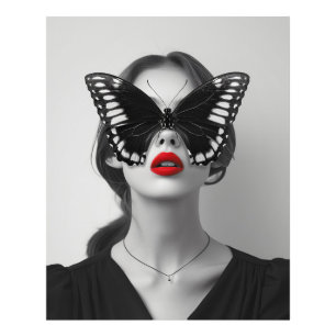 Butterfly Gaze: Mörk Elegance Unveiled Fototryck