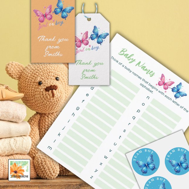 Butterfly Gender Reveal Party Barn namn (Skapare uppladdad)