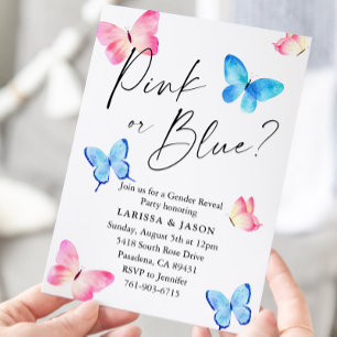 Butterfly Gender Reveal Party Inbjudningar