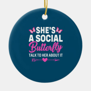 Butterfly Gift   Hon är en fjäril i Social Julgransprydnad Keramik