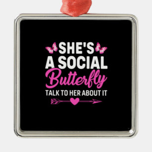 Butterfly Gift   Hon är en fjäril i Social Julgransprydnad Metall