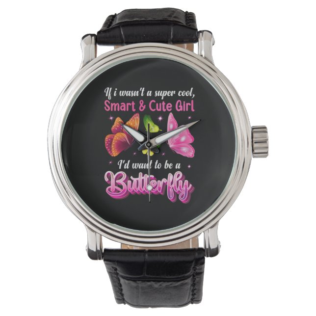 Butterfly Gift | Jag skulle vilja vara en fjäril Armbandsur (Framsida)