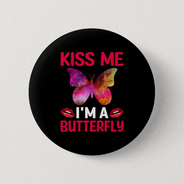 Butterfly Gift | Kiss Jag är en fjäril Knapp (Framsida)