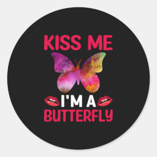 Butterfly Gift Kiss Jag är en fjäril Runt Klistermärke