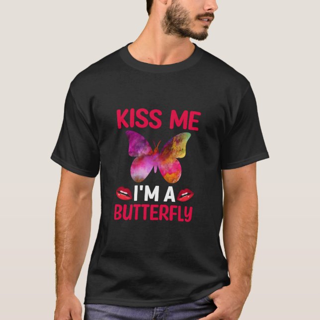 Butterfly Gift | Kiss Jag är en fjäril T Shirt (Framsida)