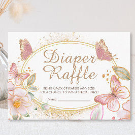 Butterfly Girl Baby Shower Diaper Raffle-hölje Tilläggskort