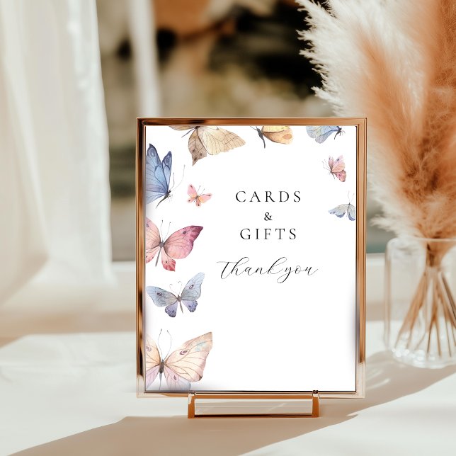Butterfly Girl Baby Shower Table Top Sign Fototryck (Butterfly Girl Baby Shower Table Top Sign)