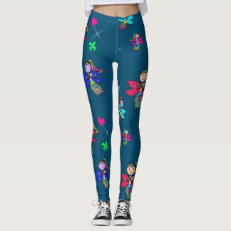 Butterfly Girl Cute Teckning Leggings