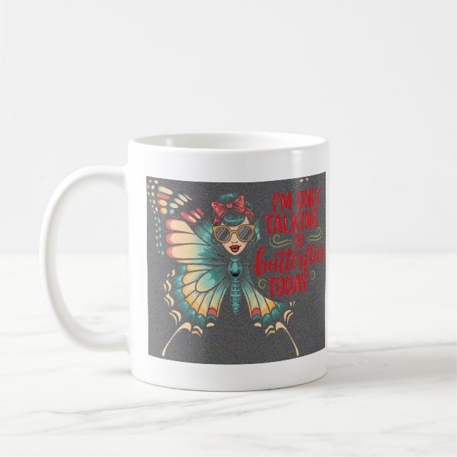 Butterfly Girl - Only Talking to Butterflies Kaffemugg (Vänster)