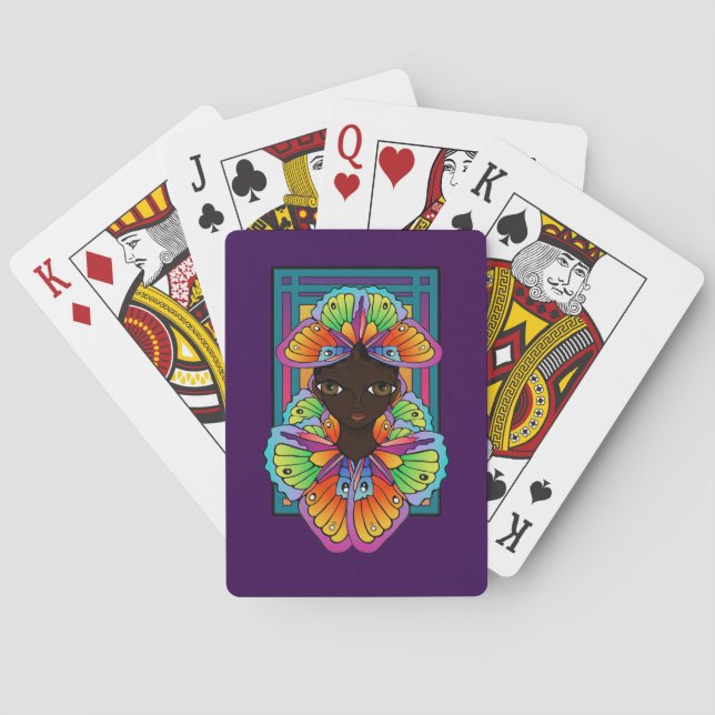 Butterfly Girl Speling Cards, Stil: Poker Casinokort (Baksidan)