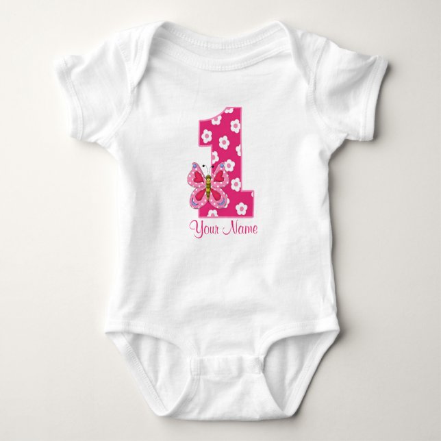 Butterfly Girls 1st Birthday Personlig Shirt Tee (Framsida)
