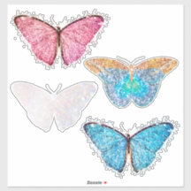 Butterfly Glitter Blue Rosa 4-pc Vynyl-kontur